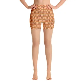 Spring Zig Zag High Waisted Yoga Shorts Trendy Wild Athleisure