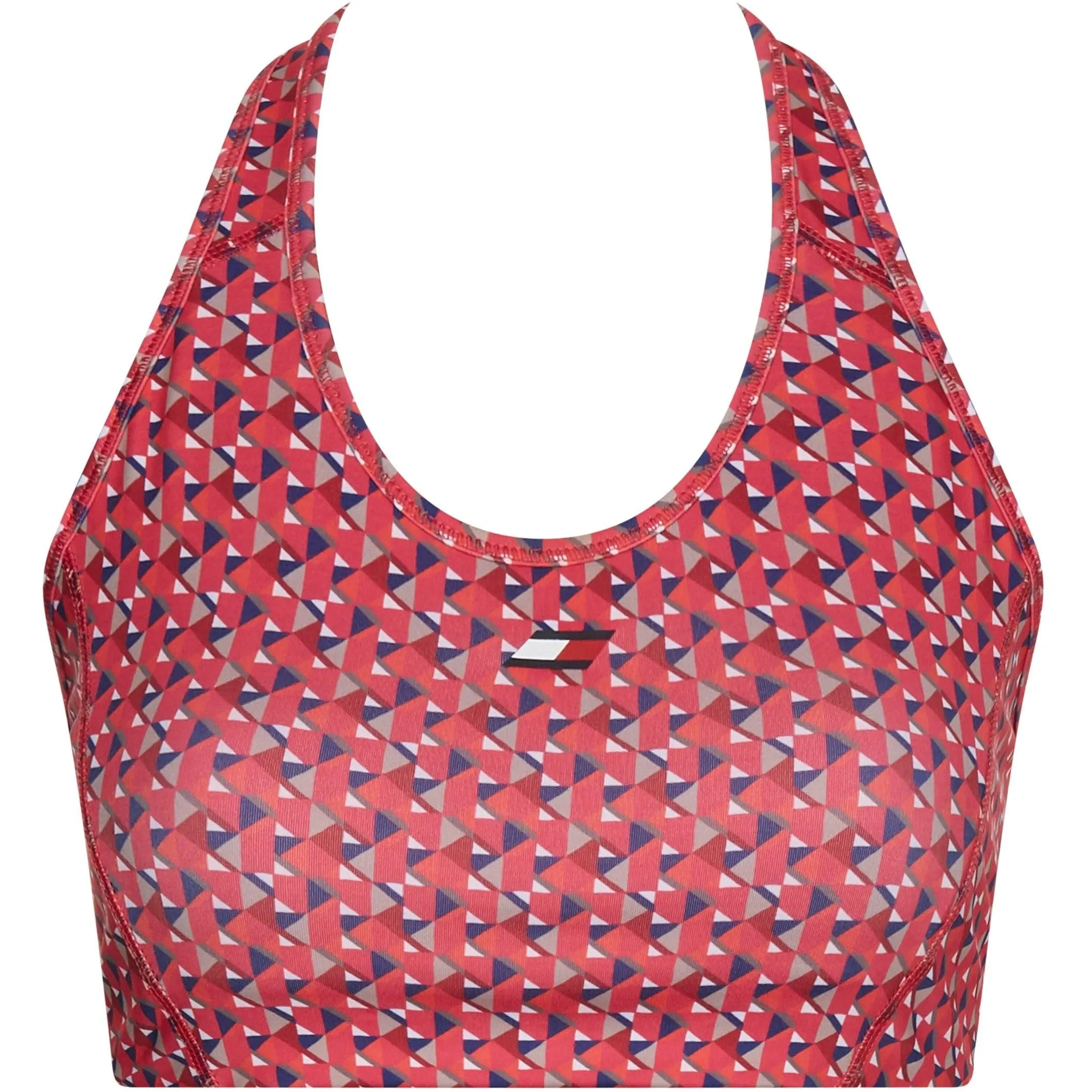 Tommy Hilfiger Womens Mid Intensity Racer Bra Small Island Geo Pink