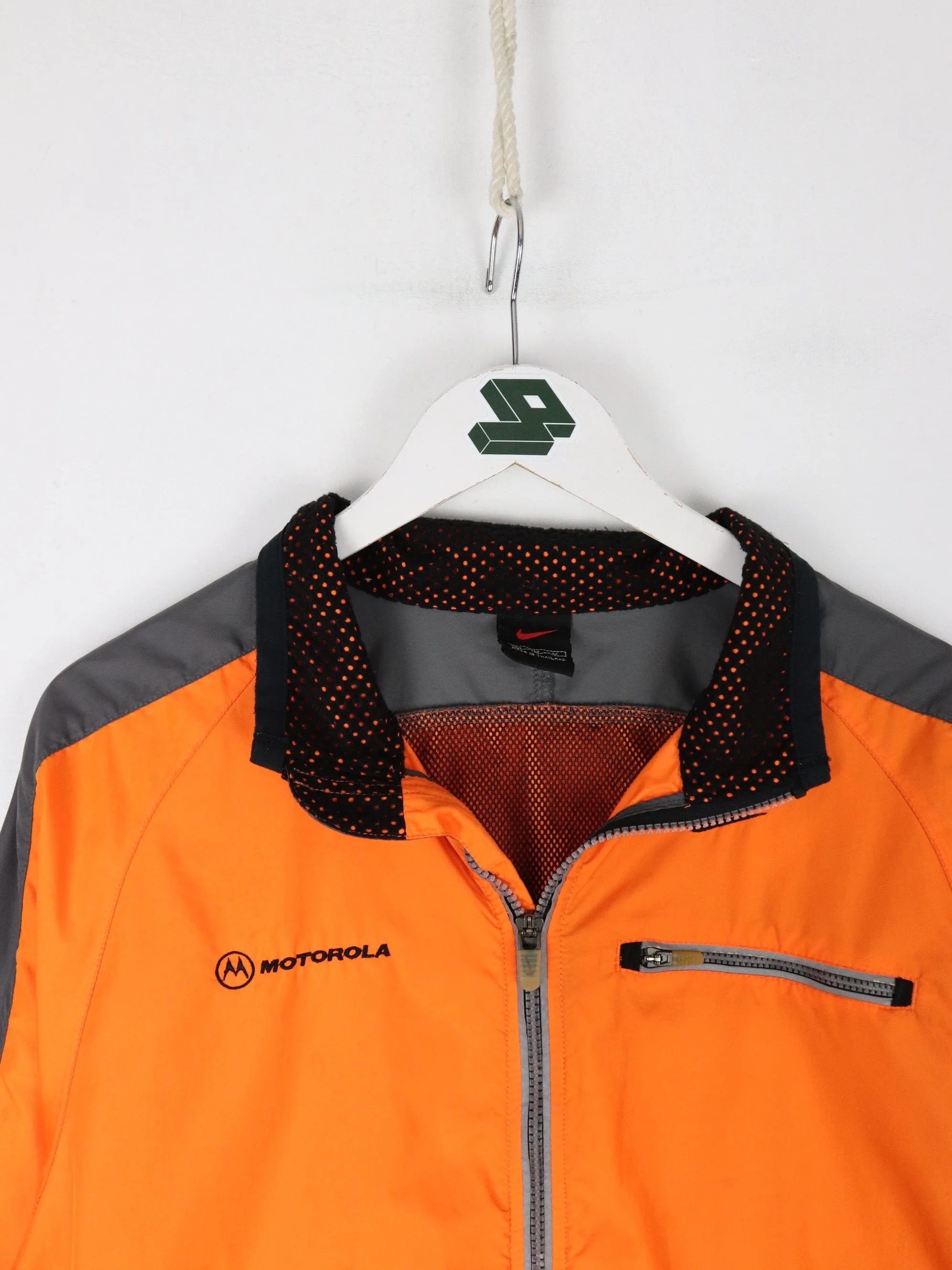 Vintage Nike Windbreaker Mens Medium Orange Motorola Jacket