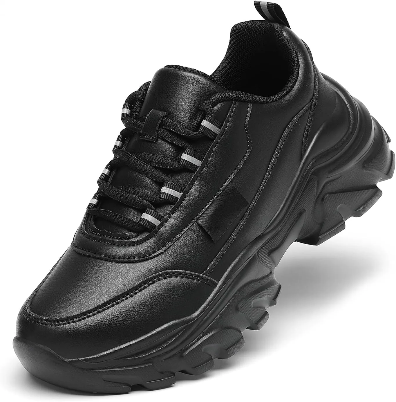VZQ Chunky Sneakers for Women Leather Fashion Platform Walking Shoes Lightweight Comfortable Wedge Sports Sneakers