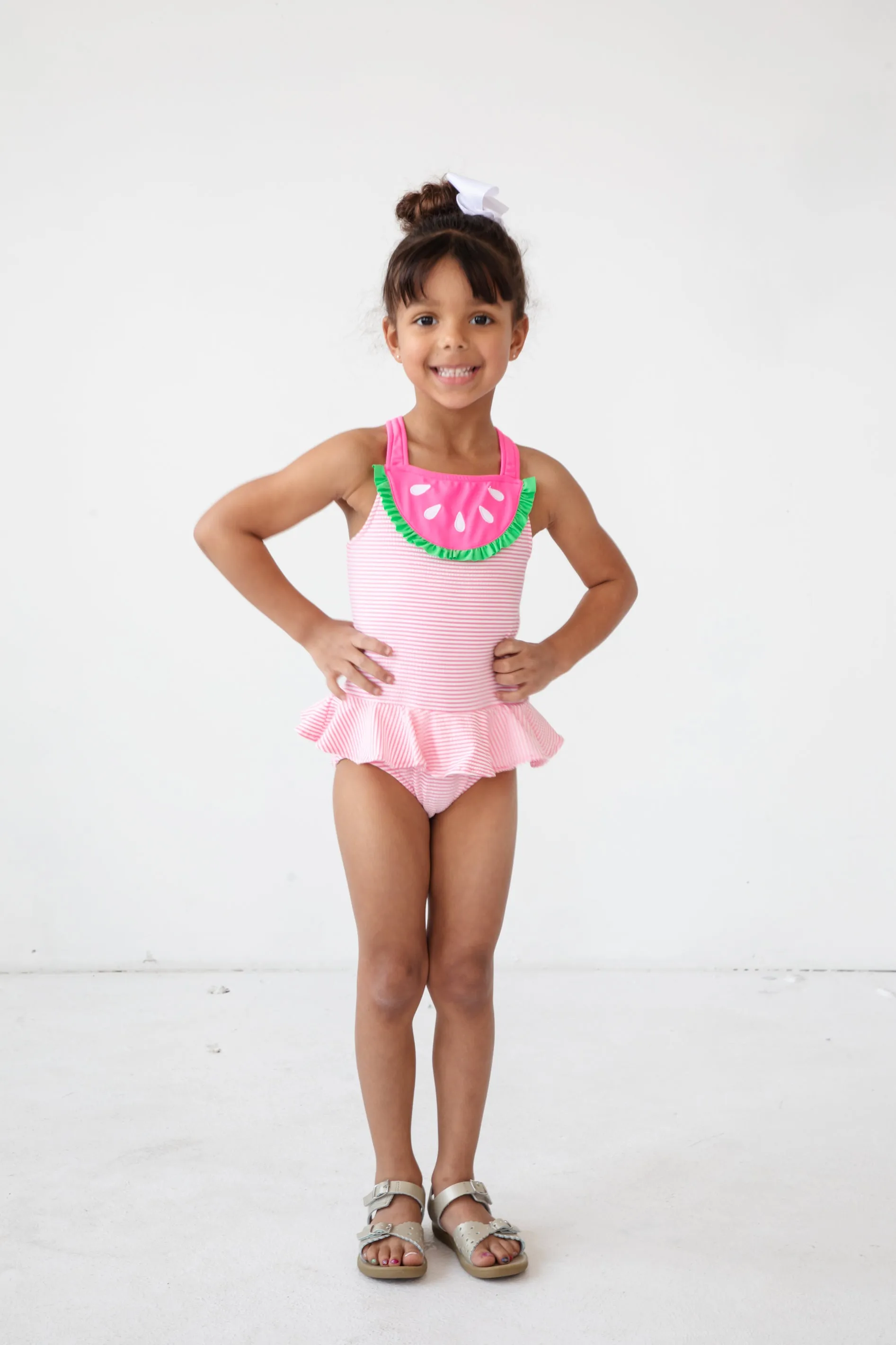 Watermelon Seersucker Swimsuit