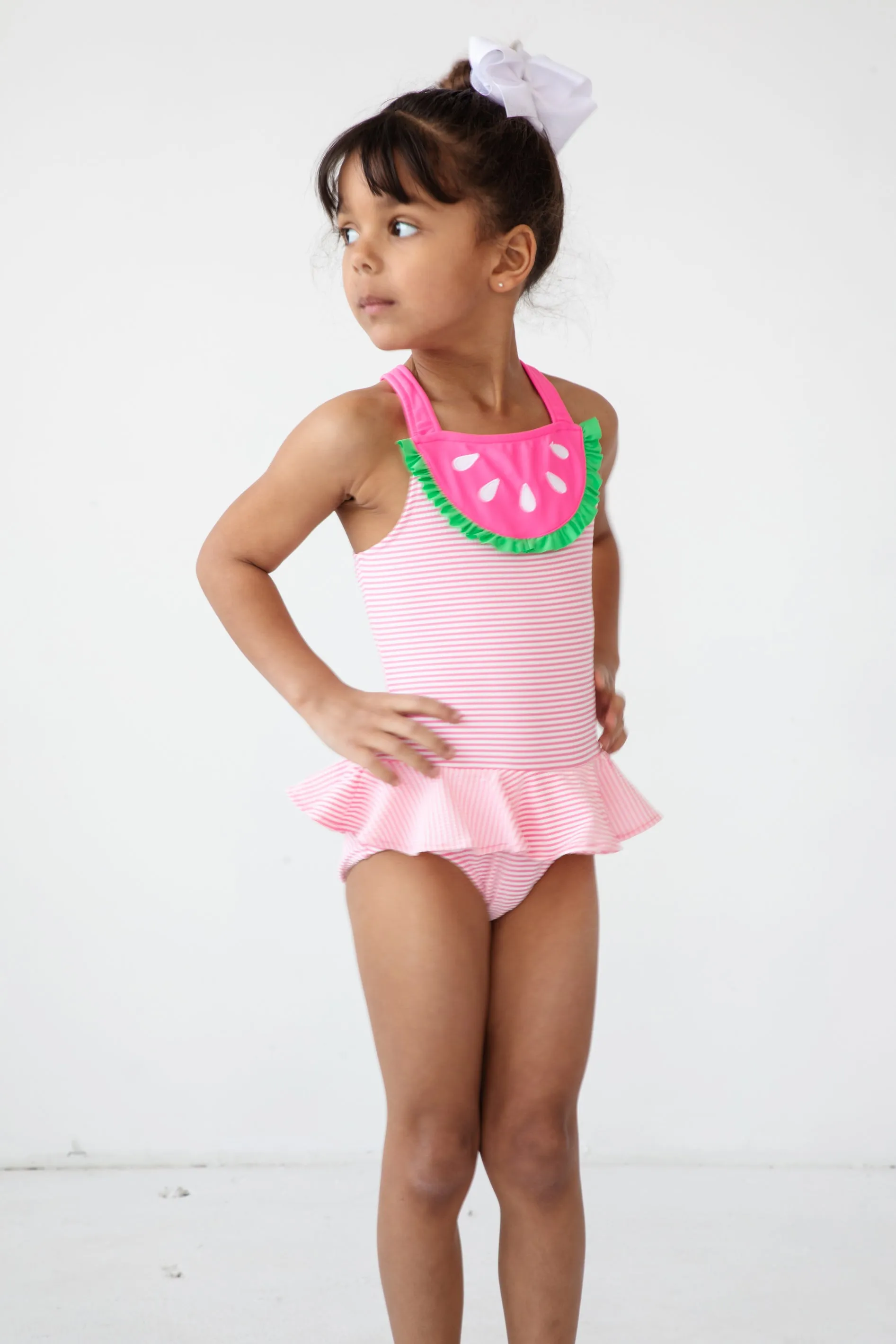Watermelon Seersucker Swimsuit