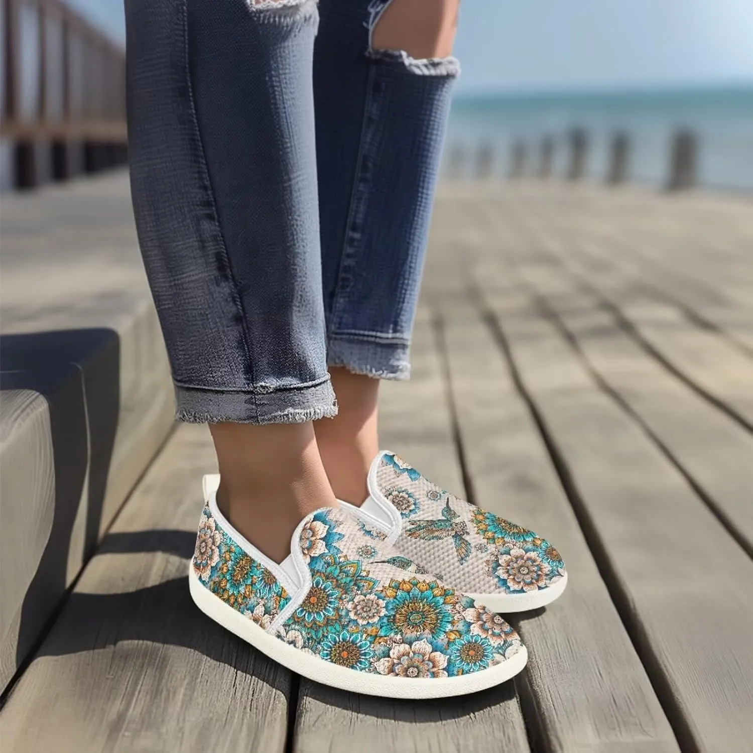 Women Slip on Sneaker Casual Flat Loafers Mesh Breathable Sport Shoes Women’s Work Loafers Athletic Trainers Footwear