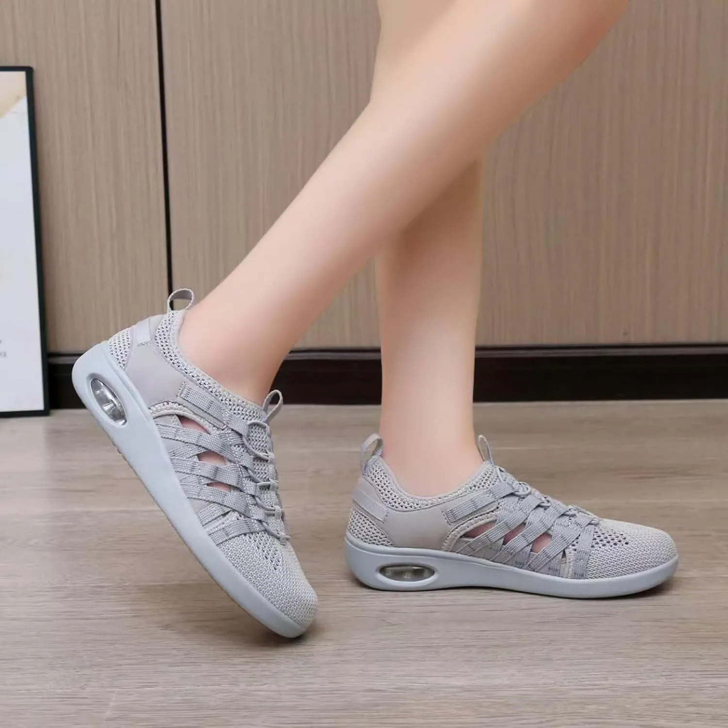 Womens Breathable Mesh Air Cushion Slip-On Loafers Summer Lightweight Casual Nurse Workout Walking Shoes