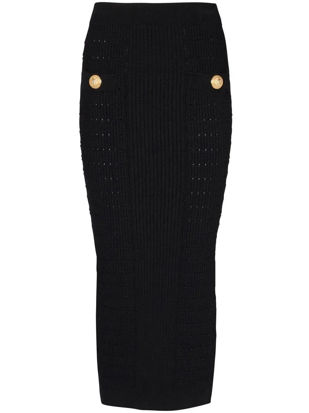 Women’s Button-Embellished Knit Crop Top and Skirt Set, Black