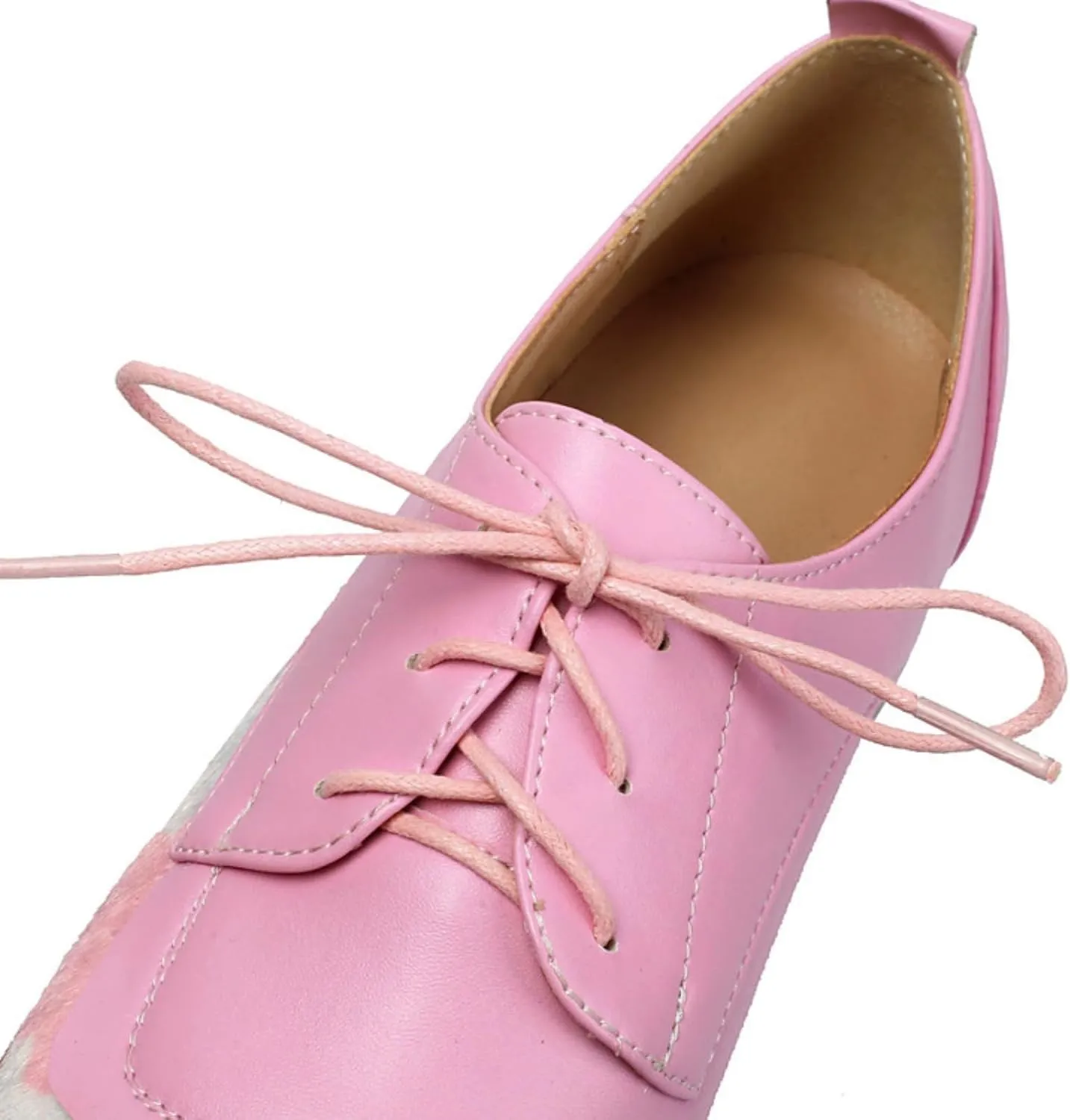 Women's Classic Round Toe Lace Up Low Block Chunky Heel Oxfords Comfortable Patchwork Non-Slip Casual Office Work Derby Saddle Shoes