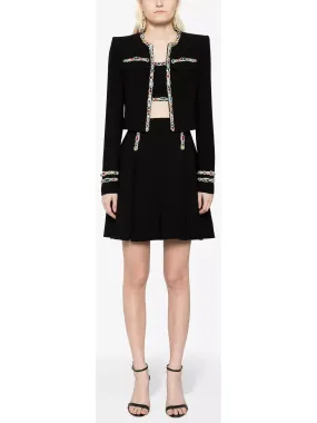 Women’s Crystal-Embellished Cady Cropped Jacket and Skirt Set