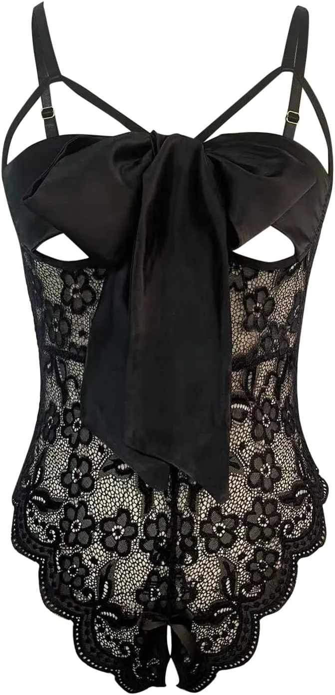 Women's Lingerie Sets Mini Teddy Sexy Deep V Bra and Panties Set Two Piece Slip Dress Nightwear Nightie