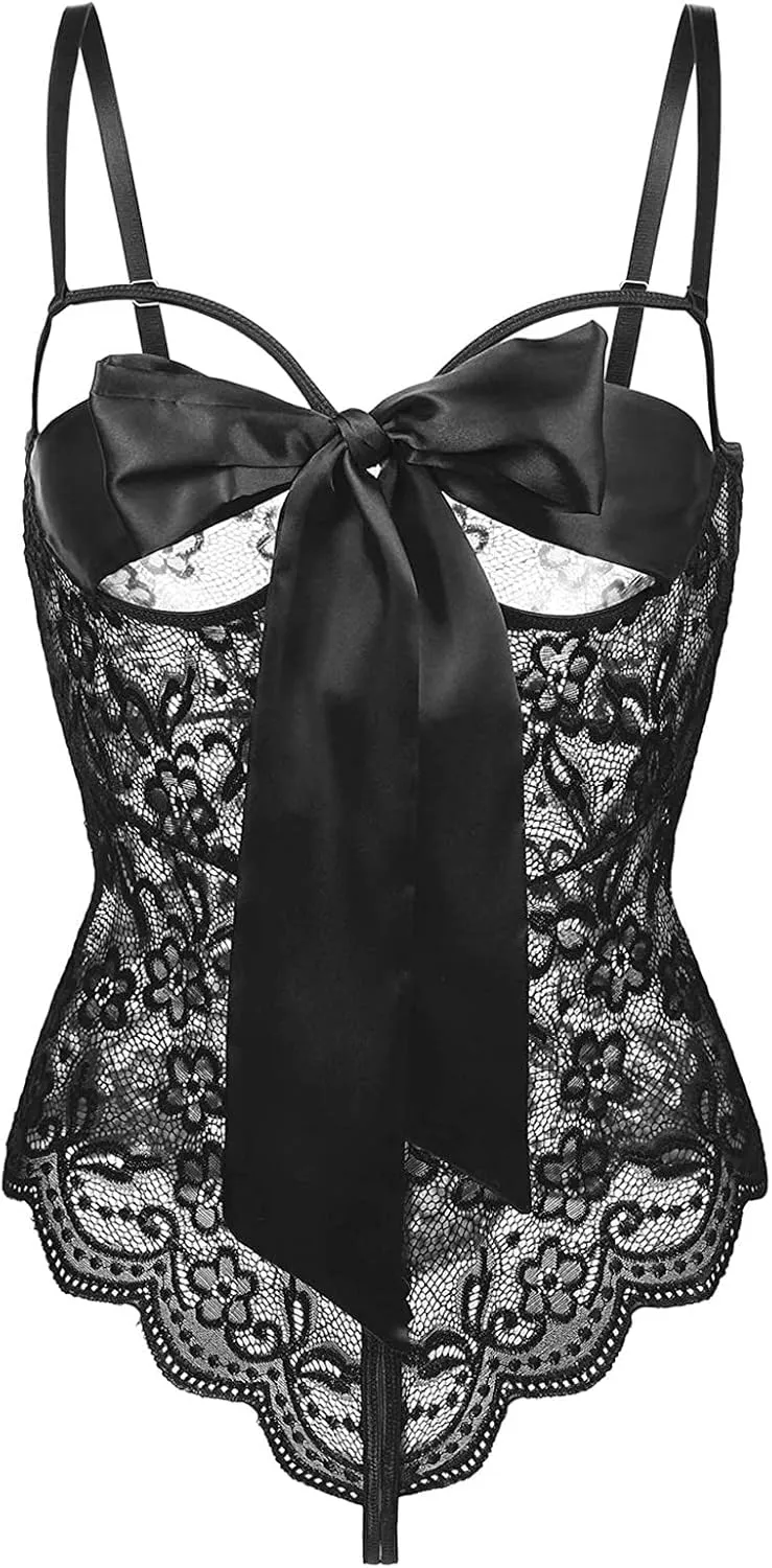 Women's Lingerie Sets Mini Teddy Sexy Deep V Bra and Panties Set Two Piece Slip Dress Nightwear Nightie