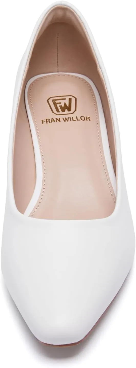 Women's Low Chunky Heels Pumps Comfortable Pointed Toe Dressy Work Shoes