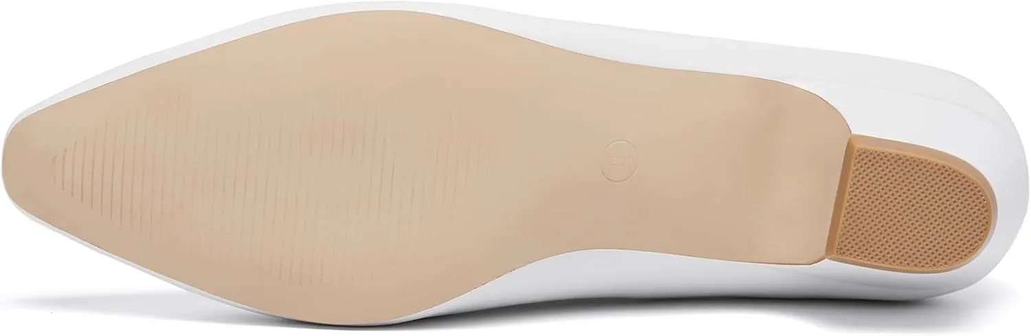 Women's Low Chunky Heels Pumps Comfortable Pointed Toe Dressy Work Shoes