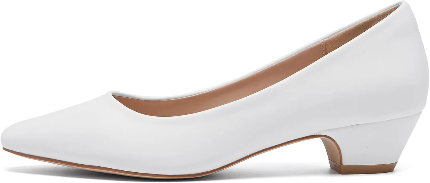 Women's Low Chunky Heels Pumps Comfortable Pointed Toe Dressy Work Shoes
