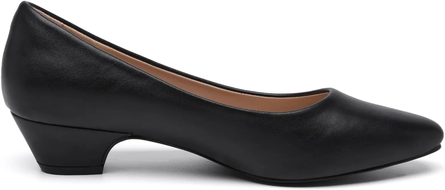 Women's Low Chunky Heels Pumps Comfortable Pointed Toe Dressy Work Shoes