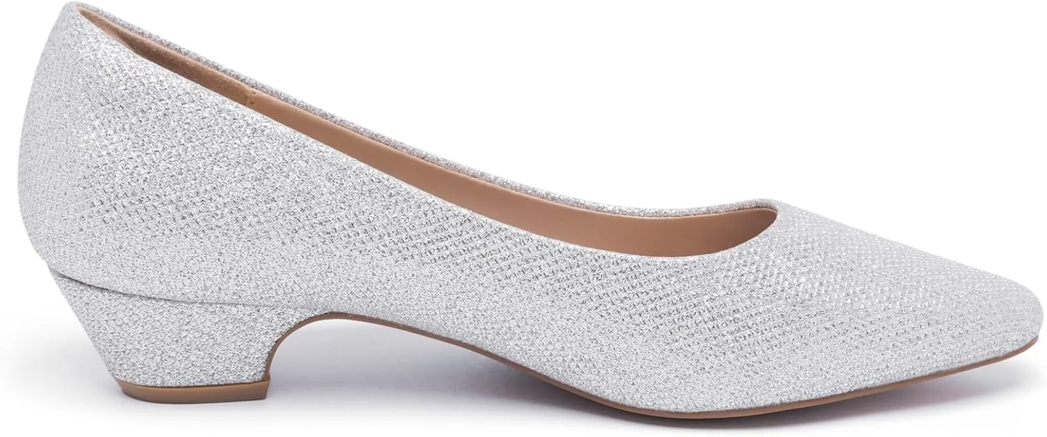 Women's Low Chunky Heels Pumps Comfortable Pointed Toe Dressy Work Shoes