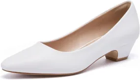 Women's Low Chunky Heels Pumps Comfortable Pointed Toe Dressy Work Shoes