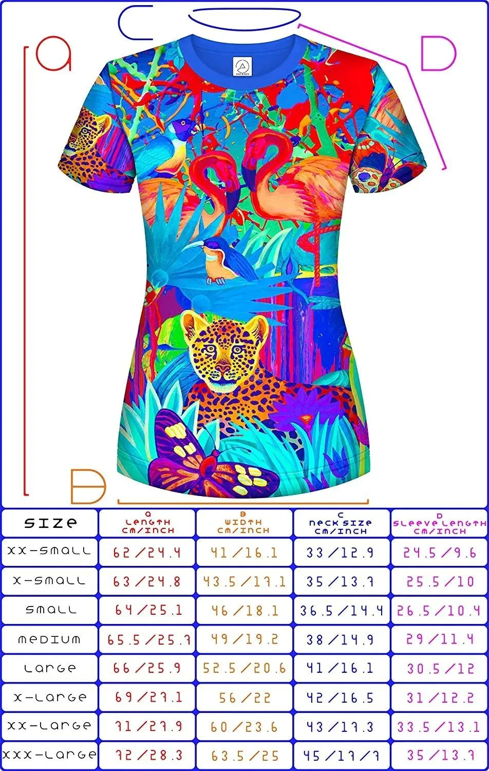 Womens Neon T Shirt Glow in UV Fluorescent Lion Jungle