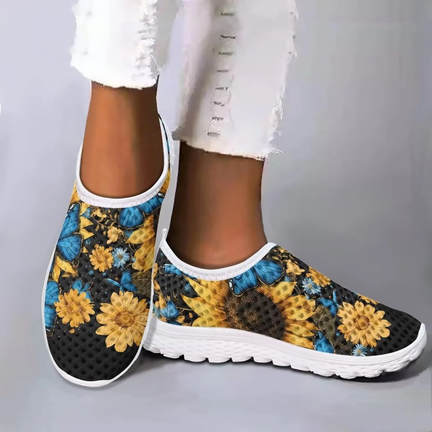 Women's Walking Shoes, Breathable Slip on Tennis Shoes Comfortable Sneakers, Casual Mesh Lightweight Athletic Sneakers