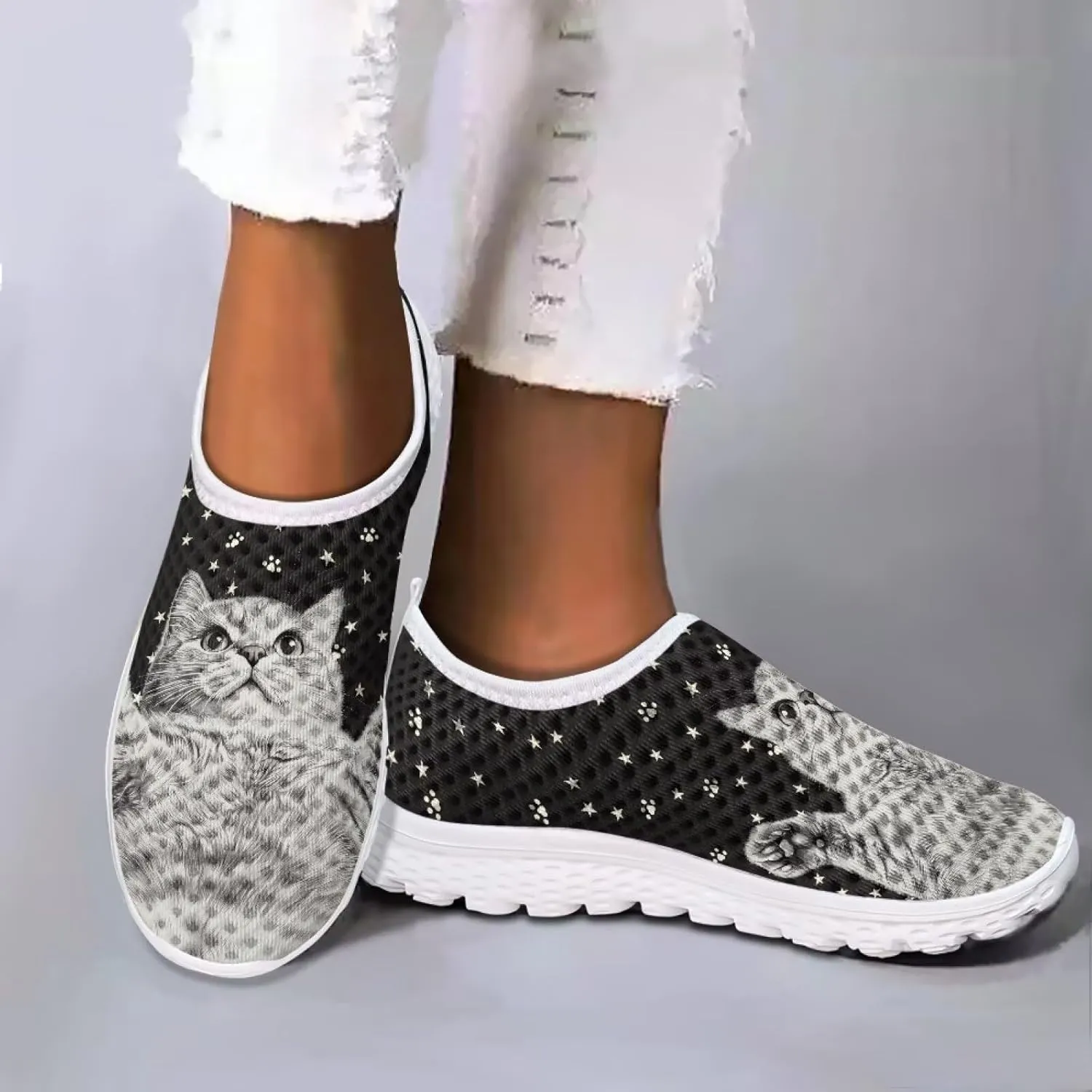 Women's Walking Shoes, Breathable Slip on Tennis Shoes Comfortable Sneakers, Casual Mesh Lightweight Athletic Sneakers
