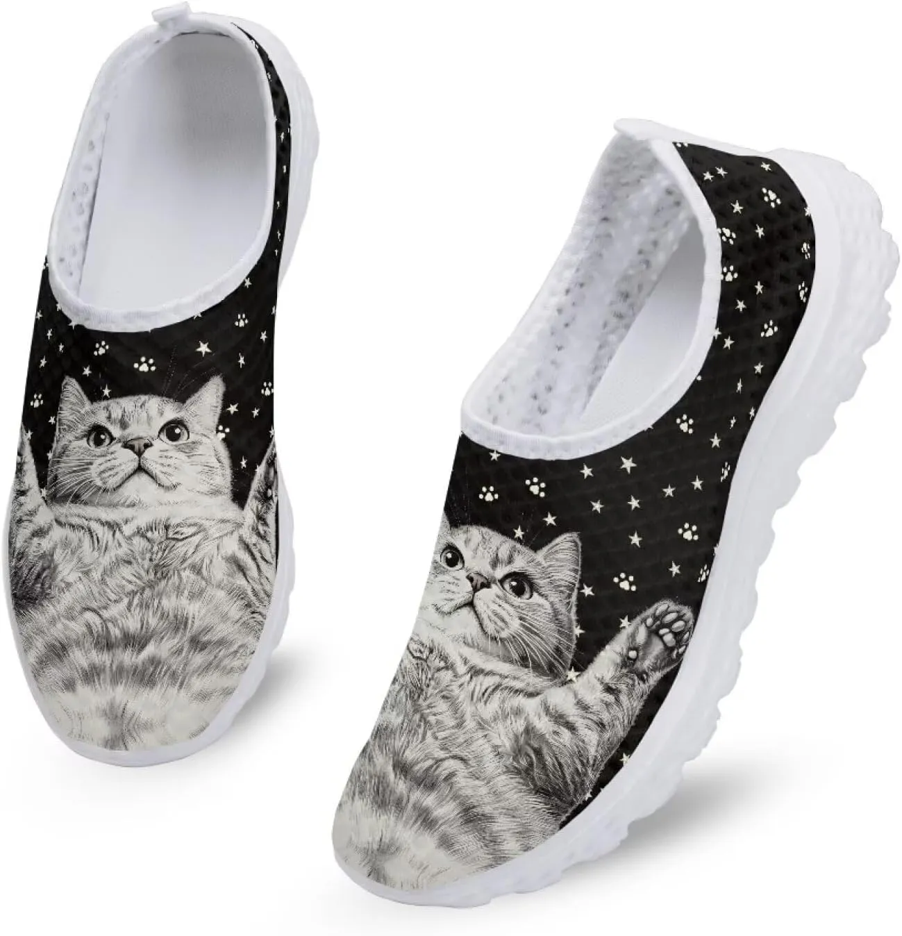 Women's Walking Shoes, Breathable Slip on Tennis Shoes Comfortable Sneakers, Casual Mesh Lightweight Athletic Sneakers