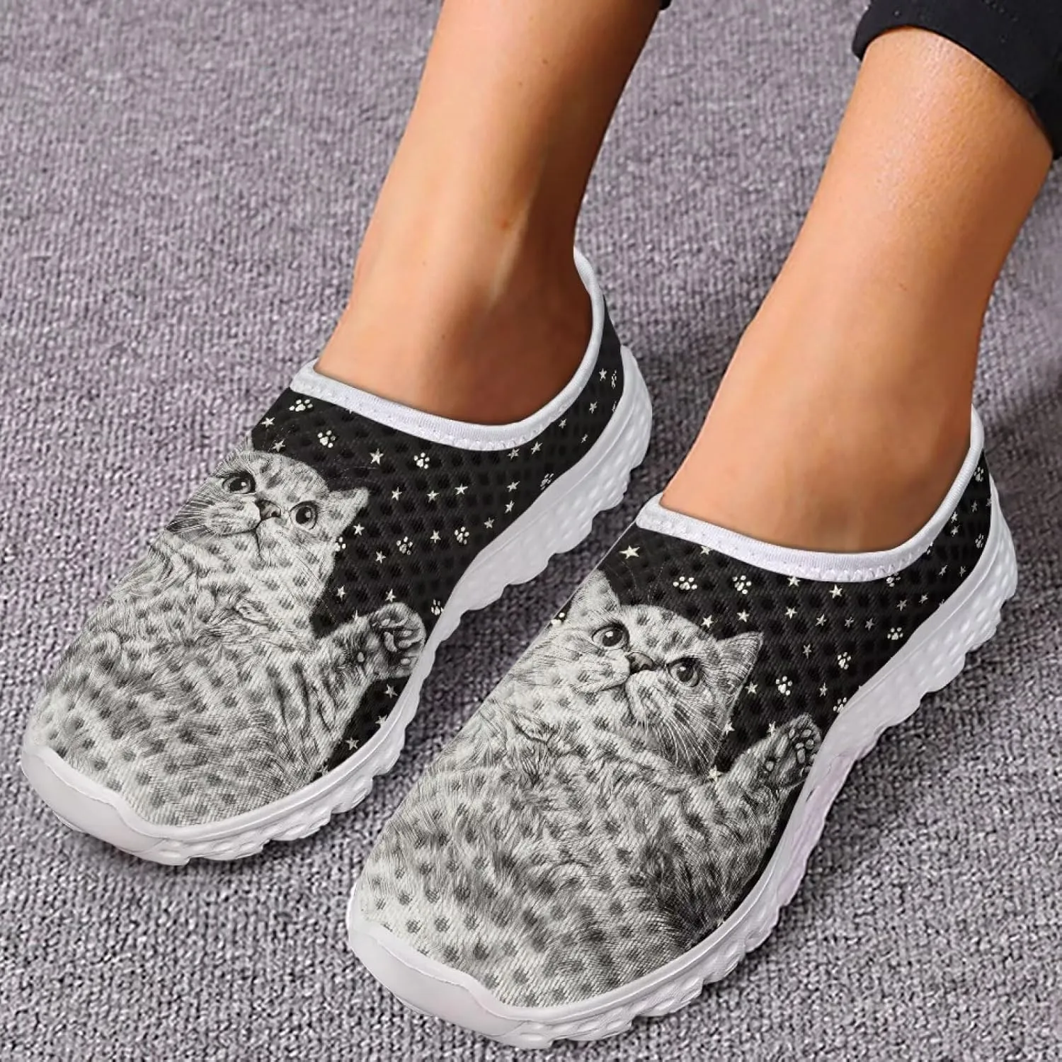 Women's Walking Shoes, Breathable Slip on Tennis Shoes Comfortable Sneakers, Casual Mesh Lightweight Athletic Sneakers