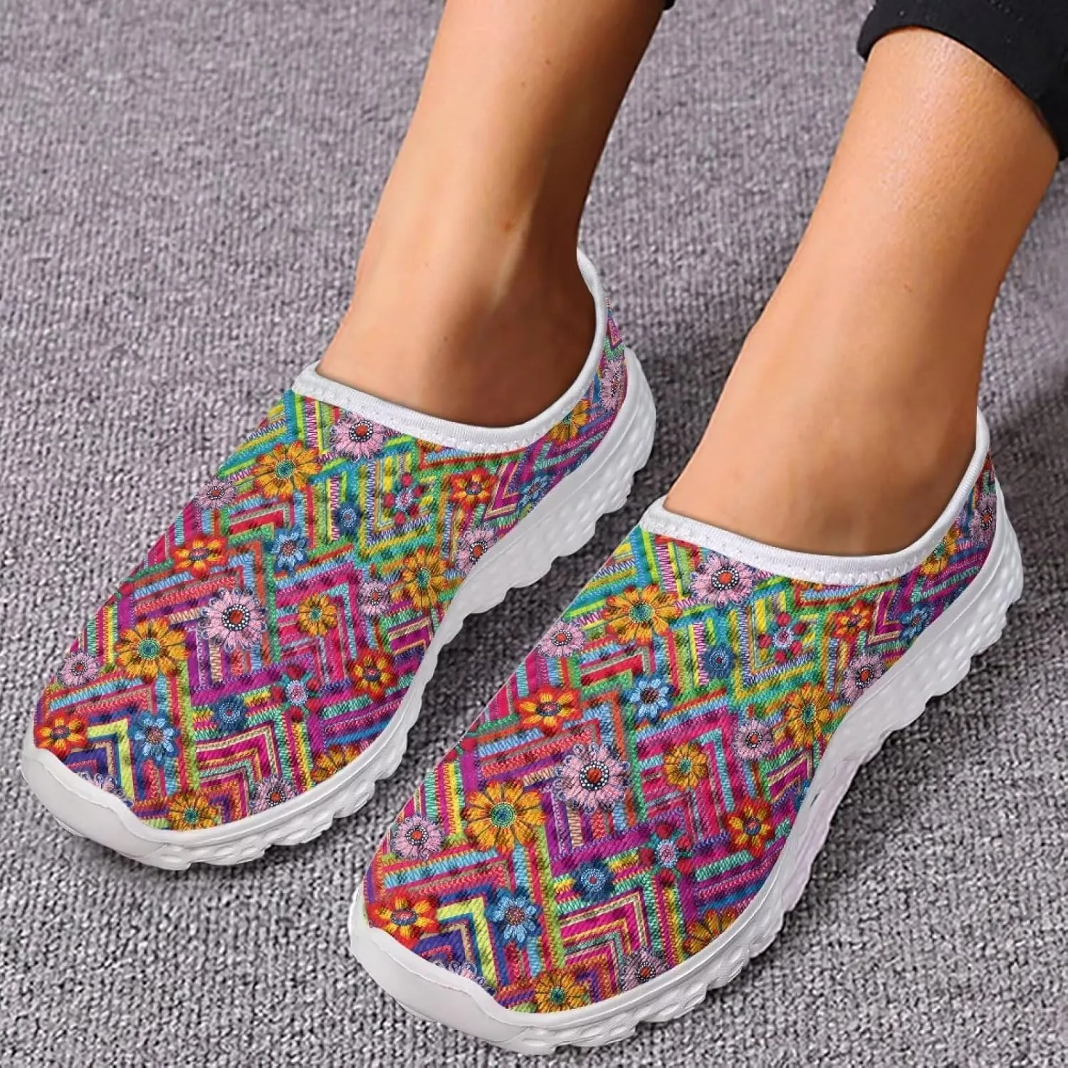 Women's Walking Shoes, Breathable Slip on Tennis Shoes Comfortable Sneakers, Casual Mesh Lightweight Athletic Sneakers