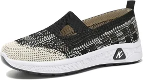 Women's Woven Orthopedic Breathable Running Shoes Soft Lightweight Go Walking Slip on Foam Tennis Shoes Hands Free Non Slip Sneakers Arch Support for Gym Sports Workout Work Shopping Travel
