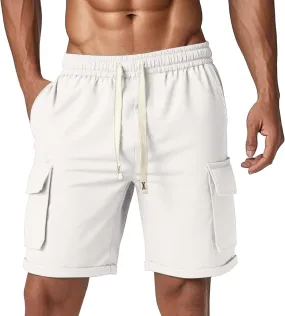 Workout Cargo Shorts for Men Running Bodybuilding Folded Hem Sport Short Athletic Breathable Training Hiking Short