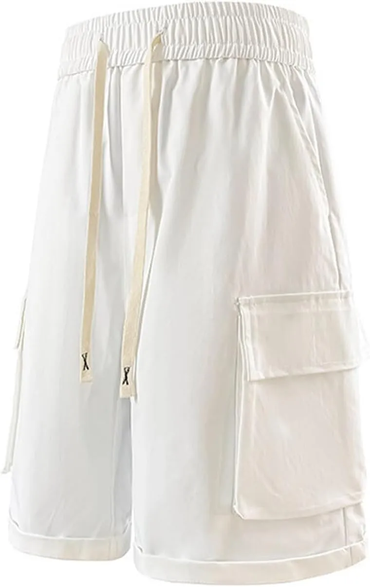 Workout Cargo Shorts for Men Running Bodybuilding Folded Hem Sport Short Athletic Breathable Training Hiking Short