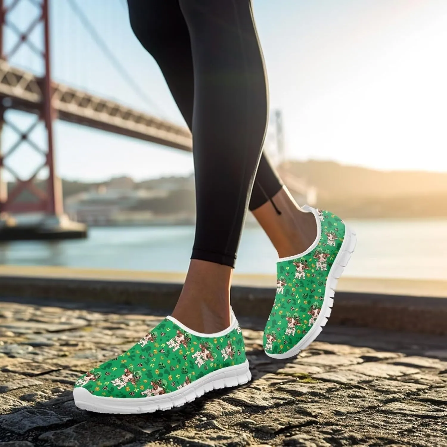 Xpyiqun St Patricks Day Sneakers for Women Size 5.5-11.5 Slip On Sneaker Womens Mesh Road Running Shoes Walking Loafer