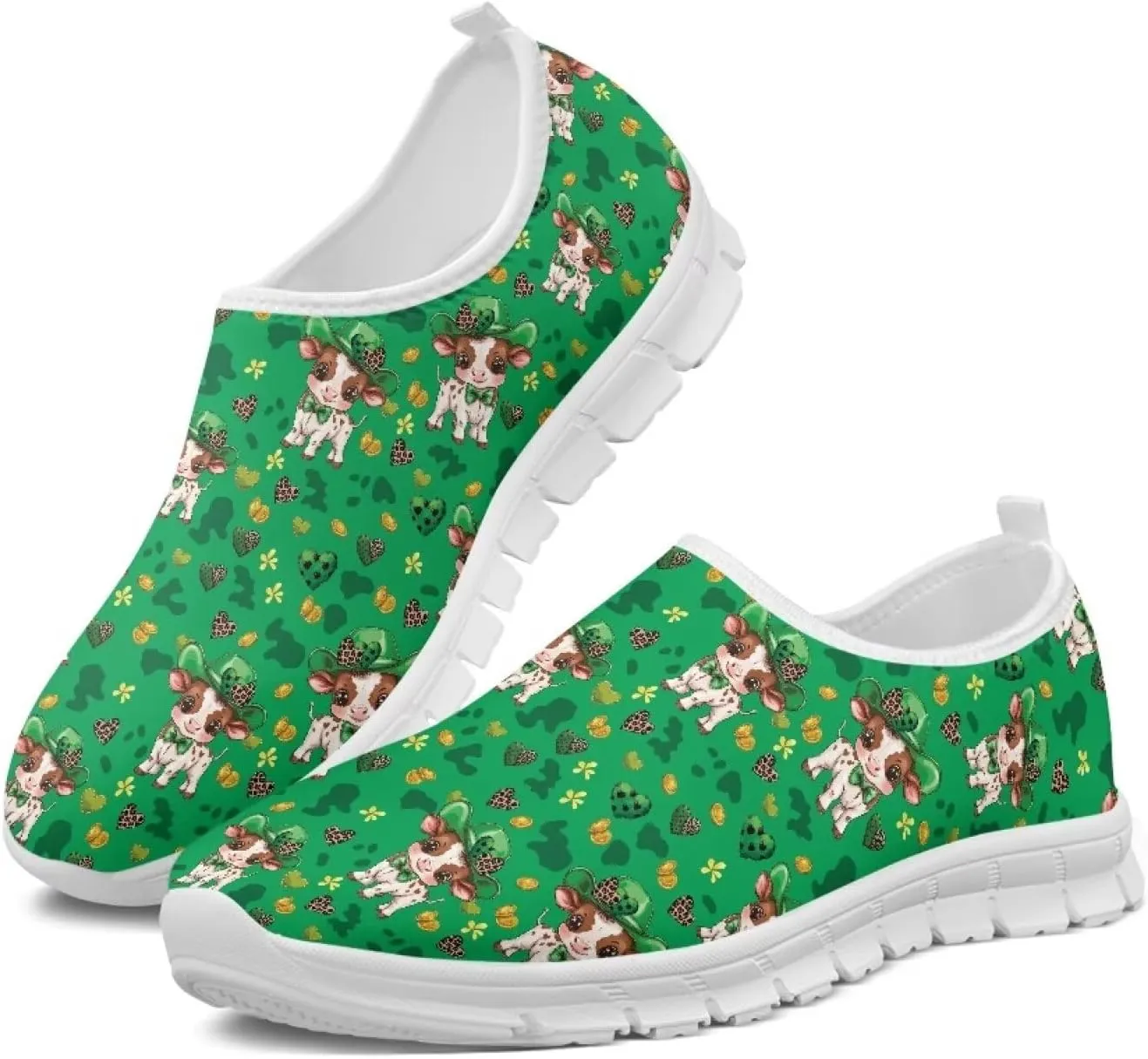 Xpyiqun St Patricks Day Sneakers for Women Size 5.5-11.5 Slip On Sneaker Womens Mesh Road Running Shoes Walking Loafer