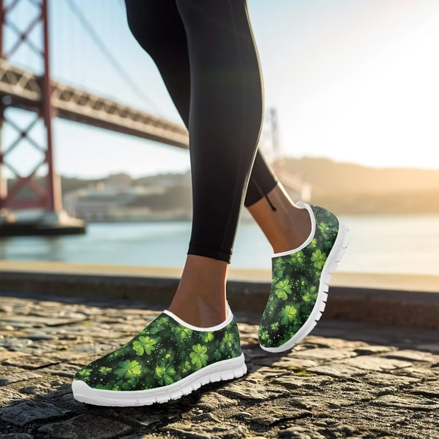 Xpyiqun St Patricks Day Sneakers for Women Size 5.5-11.5 Slip On Sneaker Womens Mesh Road Running Shoes Walking Loafer