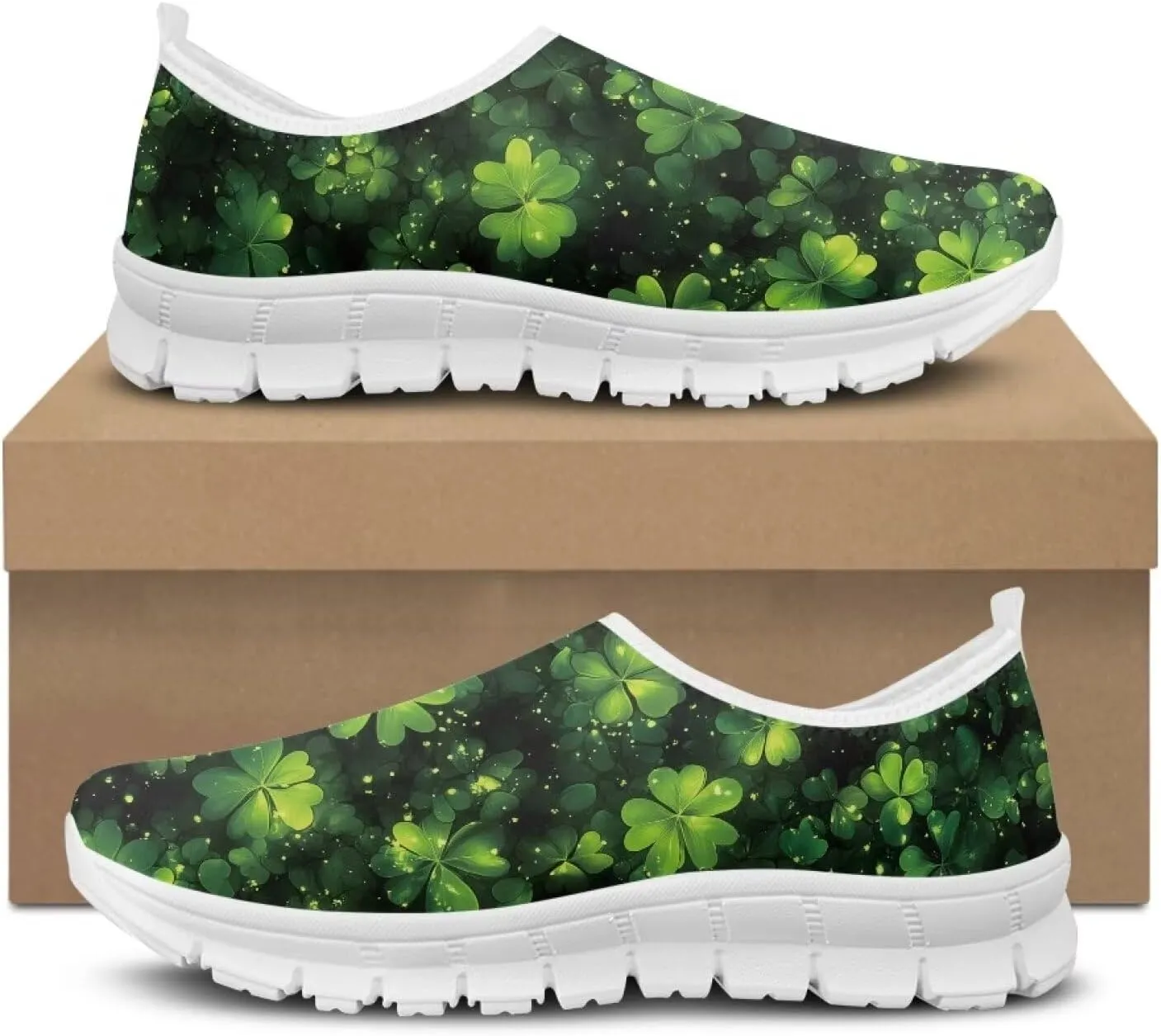 Xpyiqun St Patricks Day Sneakers for Women Size 5.5-11.5 Slip On Sneaker Womens Mesh Road Running Shoes Walking Loafer