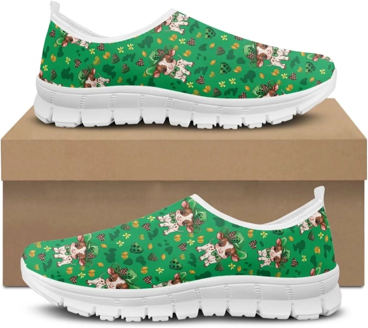 Xpyiqun St Patricks Day Sneakers for Women Size 5.5-11.5 Slip On Sneaker Womens Mesh Road Running Shoes Walking Loafer