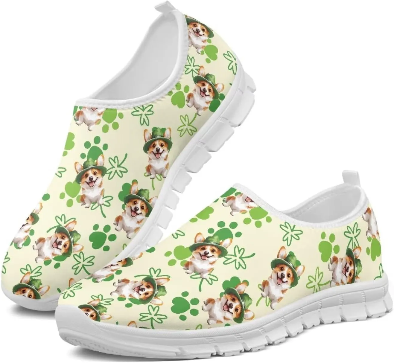 Xpyiqun St Patricks Day Walking Sneakers Size 5.5-11.5 Running Shoes for Women Mesh Gym Tennis Slip On Sneaker Athletic Loafer