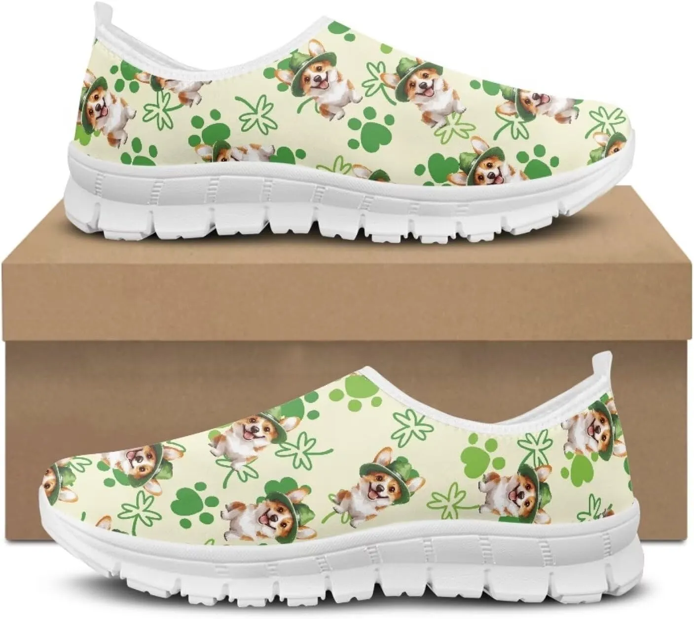 Xpyiqun St Patricks Day Walking Sneakers Size 5.5-11.5 Running Shoes for Women Mesh Gym Tennis Slip On Sneaker Athletic Loafer