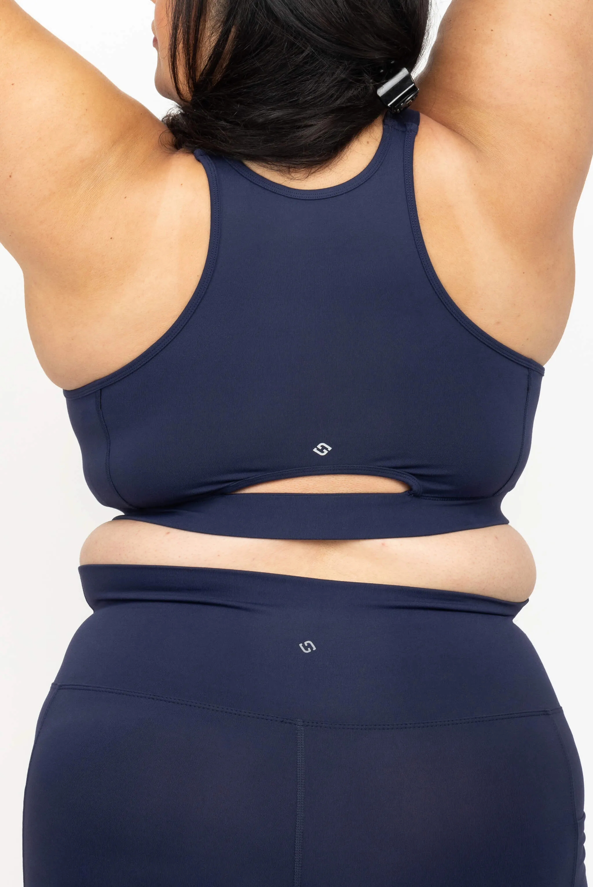 Zip Front Sports Bra - Navy